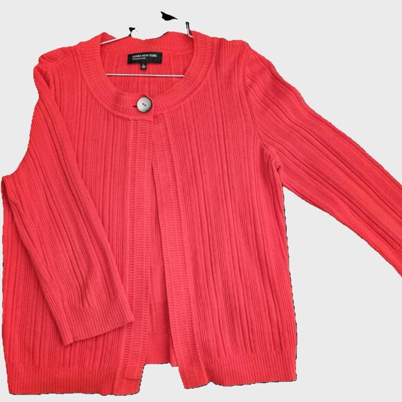 Cardigan Sweater 3/4 Length Orange Large - Picture 2 of 7